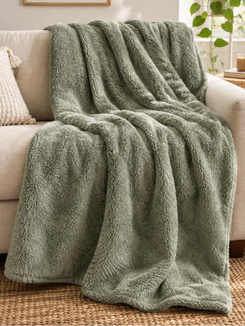 Max Studio Home | Soft Olive Green Throw Blanket